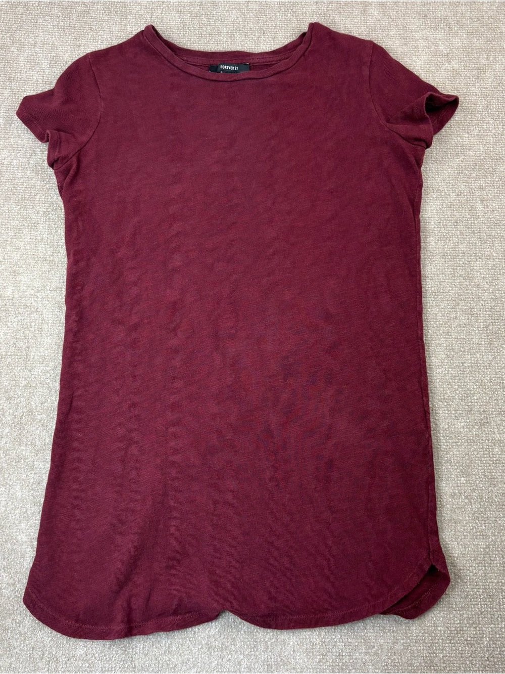 FOREVER 21 Women's Burgundy Short-Sleeve Tee dress